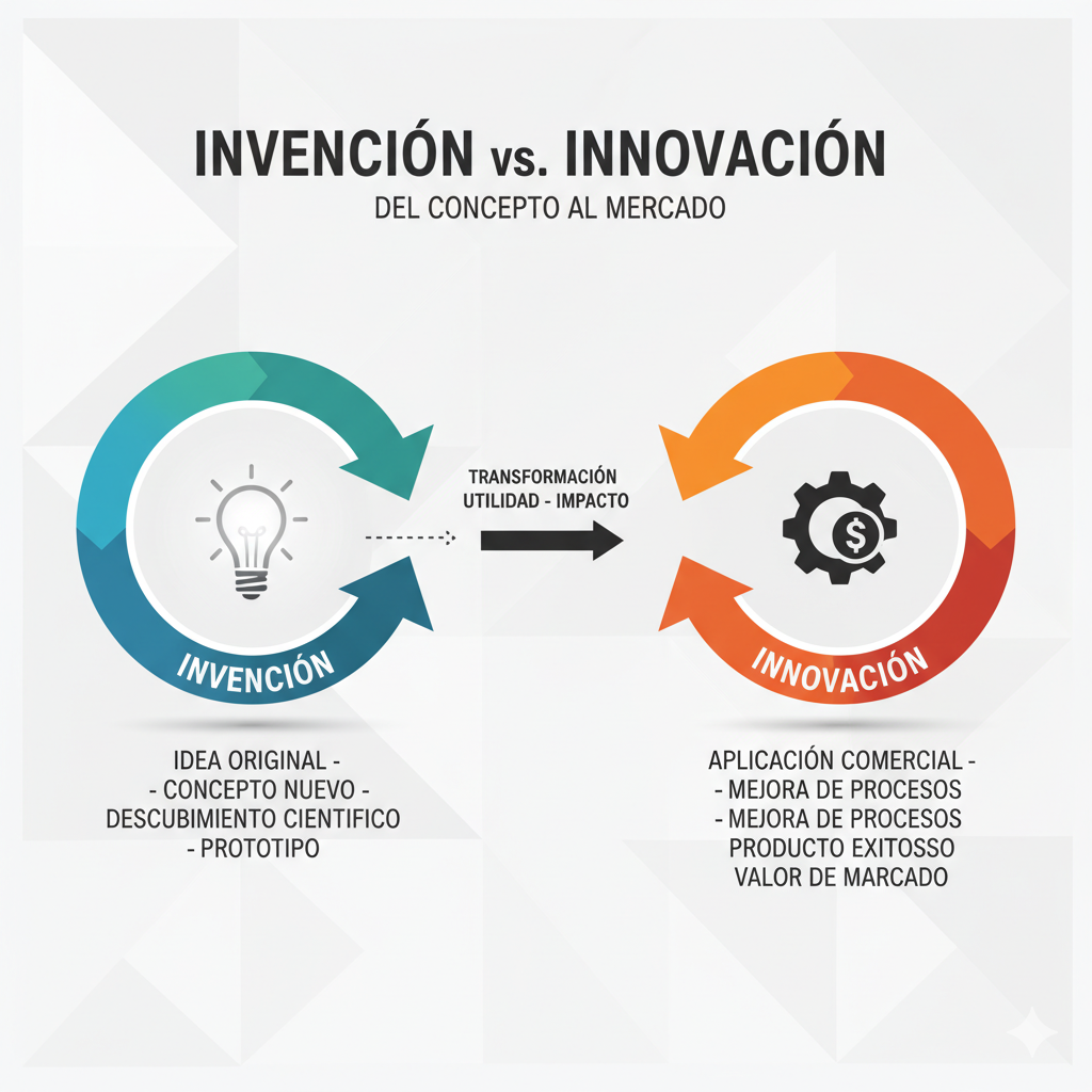 Gráfico mostrando la diferencia entre invención e innovación